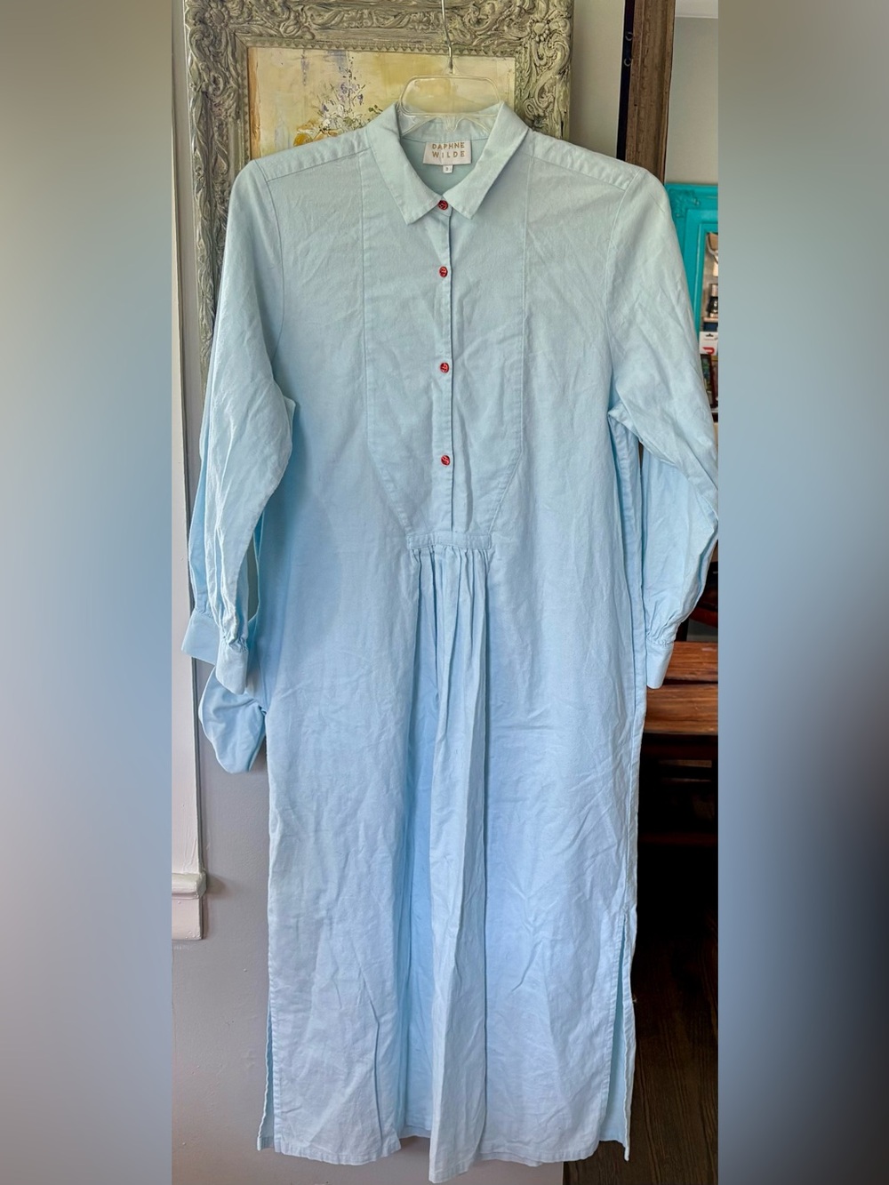 Daphne Wild The New Housedress Made in Italy hand finished size M/L Sky Blue